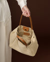 Celestina (cream) - Women's Italian raffia handbag with calf leather handles