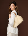 Celestina (cream) - Women's Italian raffia handbag with calf leather handles