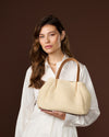 Celestina (cream) - Women's Italian raffia handbag with calf leather handles