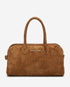 Chiara (Cognac) – Italienische Damenhandtasche aus Kalbsveloursleder (mit Schulterriemen)
