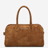 Chiara (cognac) - Italian calf suede women's handbag (with shoulder strap)