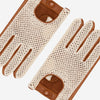 Valeria (cognac) - Hand-sewn Italian crochet driving gloves from lambskin leather - Fratelli Orsini - Luxury Driving Gloves - Handmade in Italy - 3