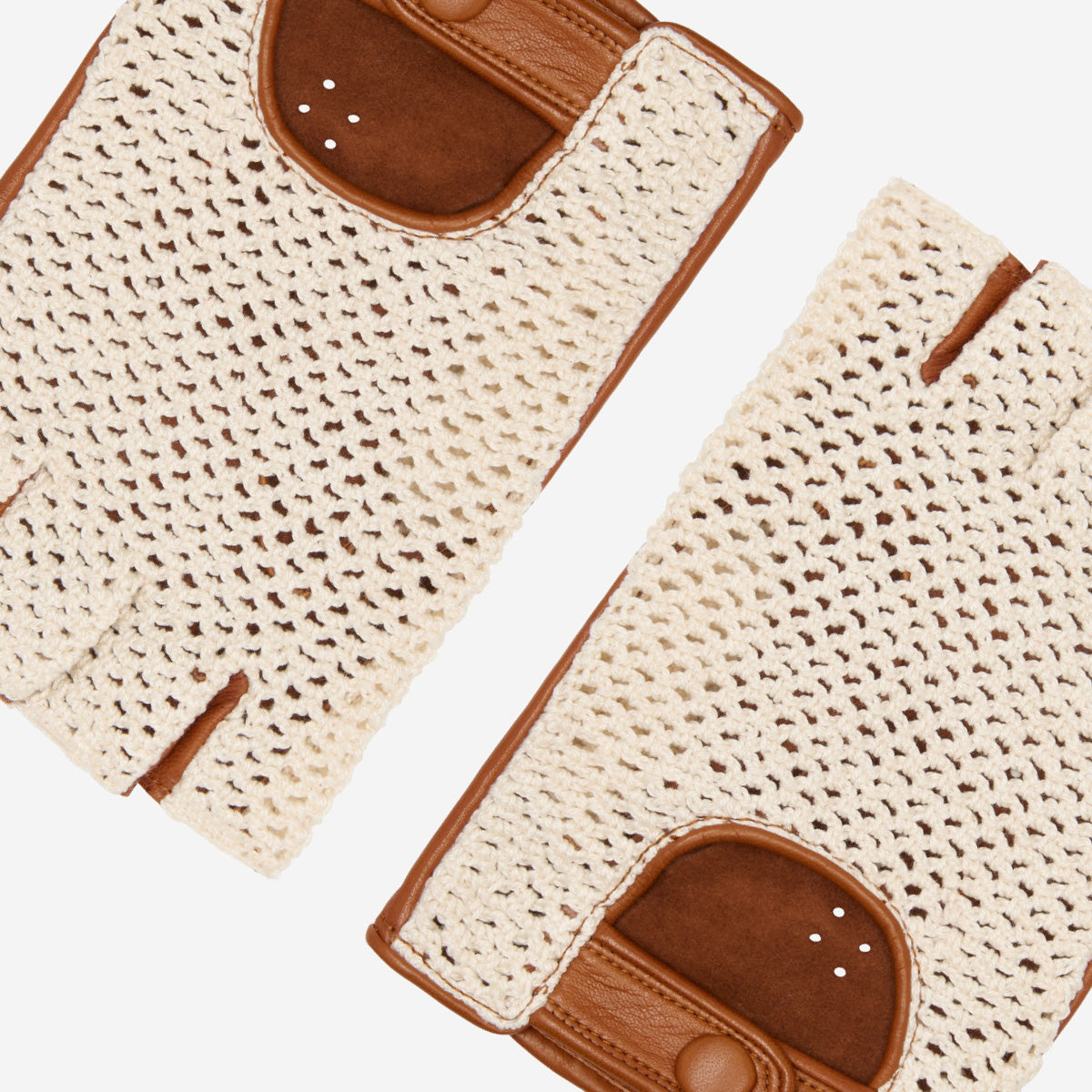 Daniella (cognac) - Hand-sewn Italian crochet driving gloves from lambskin leather - Fratelli Orsini - Luxury Leather Gloves - Handmade in Italy - 3
