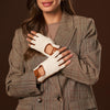 Daniella (cognac) - Hand-sewn Italian crochet driving gloves from lambskin leather - Fratelli Orsini - Luxury Leather Gloves - Handmade in Italy - 8