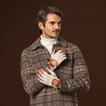 Dario (cognac) - Hand-sewn Italian crochet driving gloves from lambskin leather - Fratelli Orsini - Luxury Leather Gloves - Handmade in Italy - 4