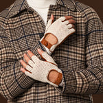 Dario (cognac) - Hand-sewn Italian crochet driving gloves from lambskin leather - Fratelli Orsini - Luxury Leather Gloves - Handmade in Italy - 7