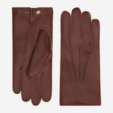 Diego (braun) - Italienische Handschuhe aus amerikanischem Hirschleder mit Kaninchenfellfutter