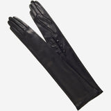 Elena (black) - Italian silk lined 16-button length leather opera gloves - Leather Gloves Online - Luxury Leather Gloves - 1