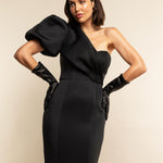 Elena (black) - Italian silk lined 6-button length leather opera gloves - Fratelli Orsini - Luxury Leather Gloves - Handmade in Italy - 3