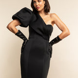 Elena (black) - Italian silk lined 6-button length leather opera gloves - Fratelli Orsini - Luxury Leather Gloves - Handmade in Italy - 3