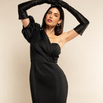 Elena (black) - Italian silk lined 16-button length leather opera gloves - Leather Gloves Online - Luxury Leather Gloves - 2