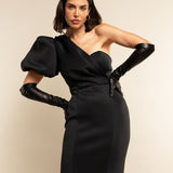 Elena (black) - Italian silk lined 12-button length leather opera gloves - Leather Gloves Online - Luxury Leather Gloves - 3