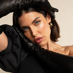 Elena (black) - Italian silk lined 12-button length leather opera gloves - Leather Gloves Online - Luxury Leather Gloves - 6