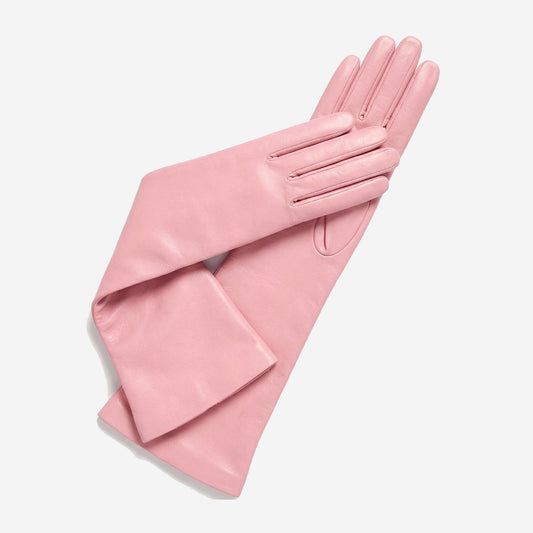 Elena (pink) - Italian silk lined 8-button length leather opera gloves