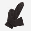 Elena (marron) - Gants d'opéra en cuir doublés de soie italienne, longueur 6 boutons