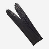 Elena (black) - Italian silk lined 12-button length leather opera gloves
