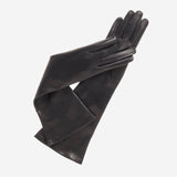 Elena (black) - Italian silk lined 8-button length leather opera gloves