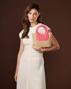 Elisabetta (lobster pink) - Women's Italian raffia mini bag with calf leather handle