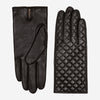 Emilia (black) - Classic Italian lambskin leather gloves with cashmere lining and checkered pattern