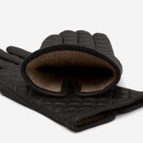 Emilia (black) - classic Italian lambskin leather gloves with cashmere lining and checkered pattern - Fratelli Orsini - Luxury Leather Gloves - Handmade in Italy - 3