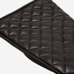 Emilia (black) - classic Italian lambskin leather gloves with cashmere lining and checkered pattern - Fratelli Orsini - Luxury Leather Gloves - Handmade in Italy - 4
