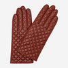 Emilia (brown) - Classic Italian lambskin leather gloves with cashmere lining and checkered pattern