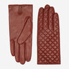 Emilia (brown) - Classic Italian lambskin leather gloves with cashmere lining and checkered pattern