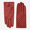 Emilia (red) - Classic Italian lambskin leather gloves with cashmere lining and checkered pattern