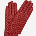 Emilia (red) - classic Italian lambskin leather gloves with cashmere lining and checkered pattern - Fratelli Orsini - Luxury Leather Gloves - Handmade in Italy - 1
