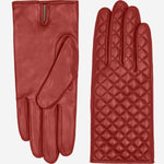 Emilia (red) - classic Italian lambskin leather gloves with cashmere lining and checkered pattern - Fratelli Orsini - Luxury Leather Gloves - Handmade in Italy - 2