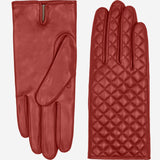 Emilia (red) - classic Italian lambskin leather gloves with cashmere lining and checkered pattern - Fratelli Orsini - Luxury Leather Gloves - Handmade in Italy - 2
