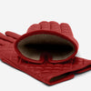 Emilia (red) - classic Italian lambskin leather gloves with cashmere lining and checkered pattern - Fratelli Orsini - Luxury Leather Gloves - Handmade in Italy - 3