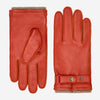 Emilio (orange) – Luxurious deerskin gloves with cashmere lining and adjustable snap button