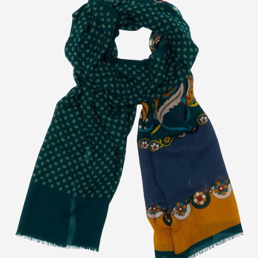 Edoardo (dark green) - soft and lightweight Italian scarf from 100% wool - Fratelli Orsini - Luxury Italian Scarf - Handmade in Italy - 1    