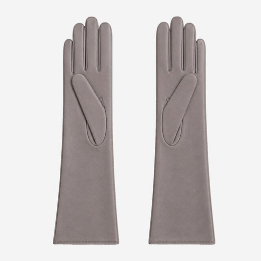 Leonora (grey) - Italian cashmere lined 6-button length leather gloves