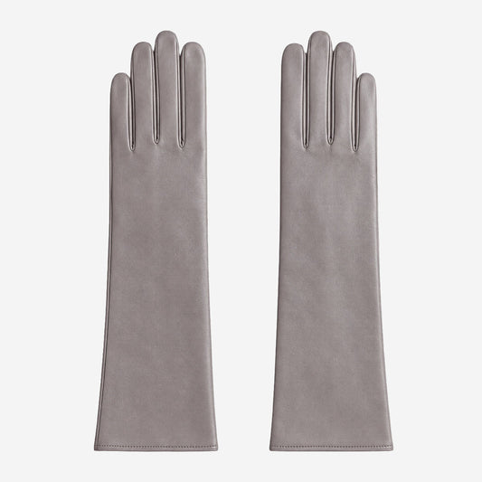 Leonora (grey) - Italian cashmere lined 6-button length leather gloves