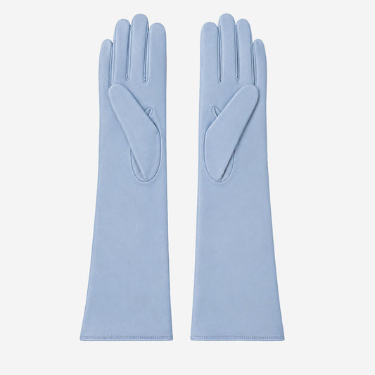 Leonora (sky) - Italian cashmere lined 6-button length leather gloves