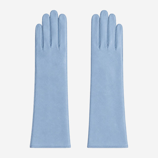 Leonora (sky) - Italian cashmere lined 6-button length leather gloves