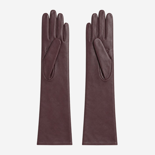 Leonora (Dunkelbraun) - Italienische, kaschmirgefütterte Lederhandschuhe mit 8 Knöpfen