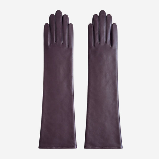 Leonora (Dunkelbraun) - Italienische, kaschmirgefütterte Lederhandschuhe mit 8 Knöpfen
