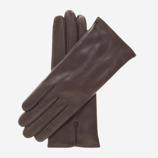 FC04 (dunkelbraun) - Italienische Damen-Lederhandschuhe mit Kaschmirfutter