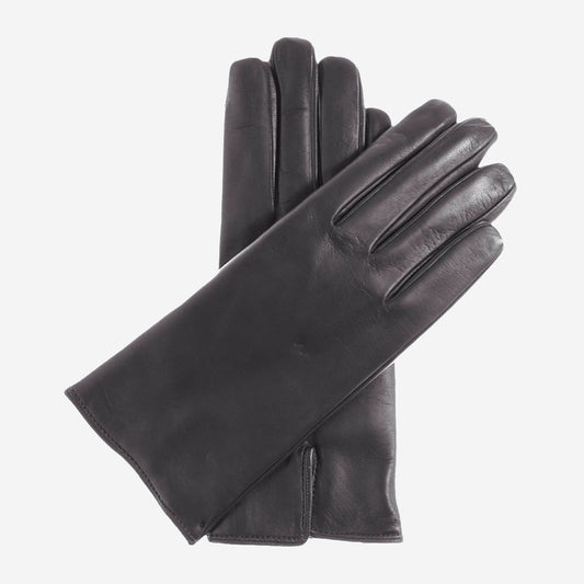 FC05 (black) - Women's short fingered cadet Italian cashmere lined leather gloves