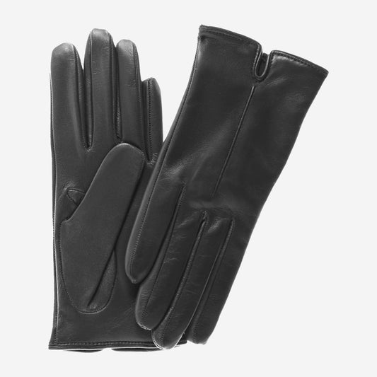 FC34 (black) - Women's touchscreen Italian cashmere lined leather gloves