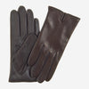 FC34 (dark brown) - Women's touchscreen Italian cashmere lined leather gloves