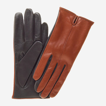 FC34 (medium brown) - Women's touchscreen Italian cashmere lined leather gloves