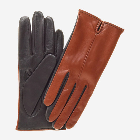 FC34 (medium brown) - Women's touchscreen Italian cashmere lined leather gloves