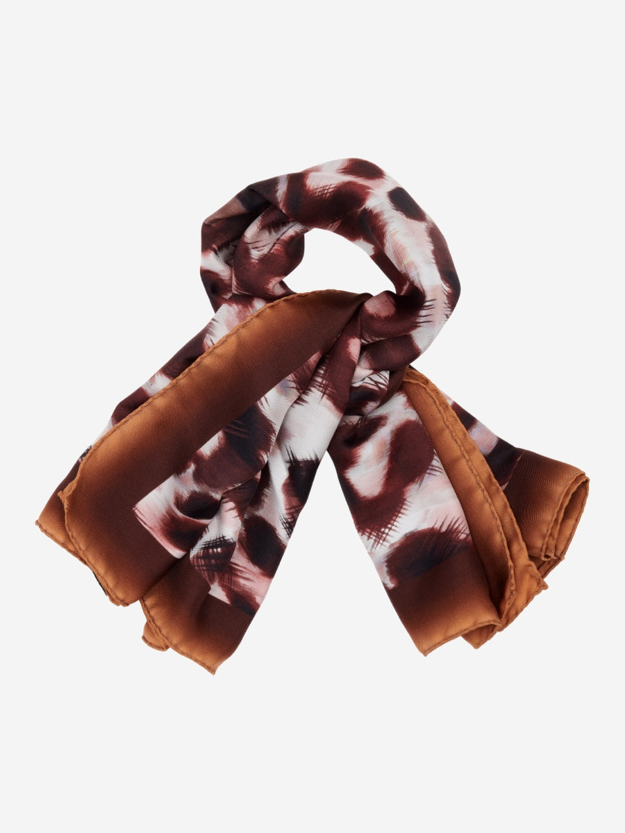 Bruna (brown/orange)- soft and lightweight Italian foulard from pure silk - Fratelli Orsini - Luxury Italian Scarf - Handmade in Italy - 3