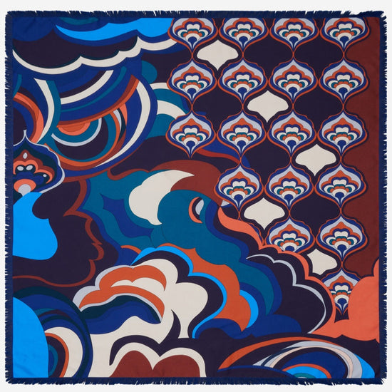 Giorgia (blue/red) - soft and lightweight Italian foulard from pure silk - Fratelli Orsini - Luxury Italian Scarf - Handmade in Italy - 4