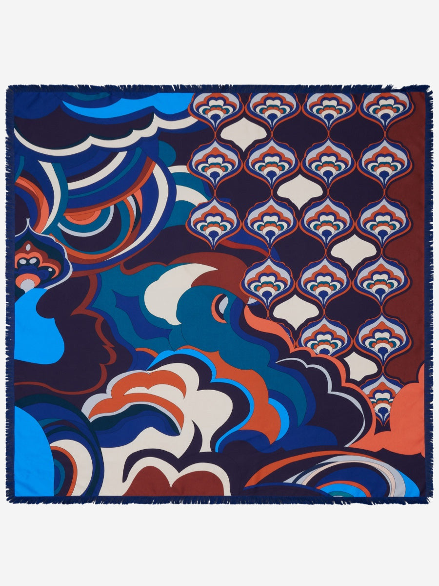 Giorgia (blue/red) - soft and lightweight Italian foulard from pure silk - Fratelli Orsini - Luxury Italian Scarf - Handmade in Italy - 4