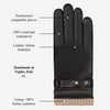 Alonzo (Schwarz) - Italienische Handschuhe aus Lammleder mit Kaschmirfutter & Touchscreen-Funktion